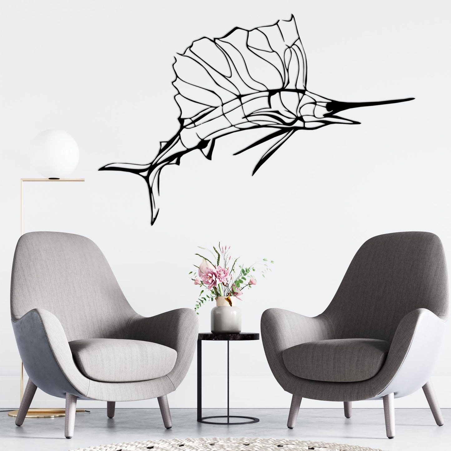 Swordfish Metal Wall Art, Ocean Metal Wall Decor, Nautical Lovers Unique Metal Line Art, Sea Lovers Birthday, Valentine's Day Gift
