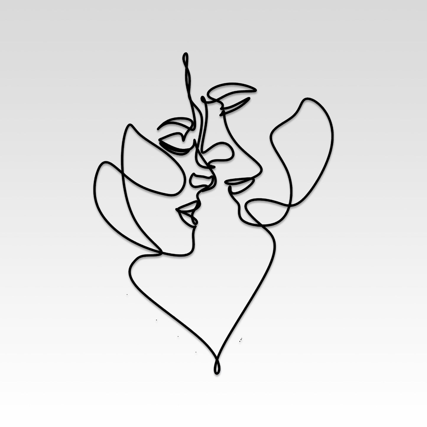 Two Lovers Metal Line Art, Headboard Metal Wall Art, Heart Love Metal Wall Decor, Wire Woman Decor, Gift for Darling, Gift for Her