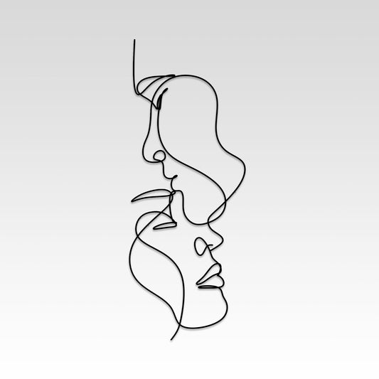 Couple in Love Metal Wall Art, Two Faces Metal Line Art, Gift for Darling, Bedroom Metal Wall Art, Headboard Metal Wall Art, Housewarming