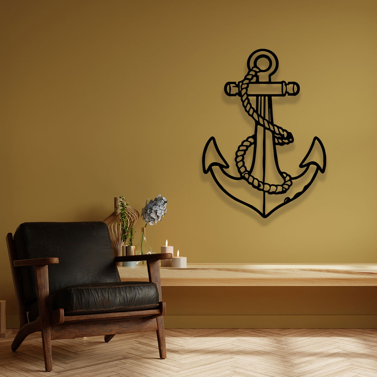 Anchor Metal Wall Art, Ocean Metal Wall Decor, Nautical Lovers Unique Wall, Sea Lovers Birthday Gift, Marine Wall Art, Gift for Her
