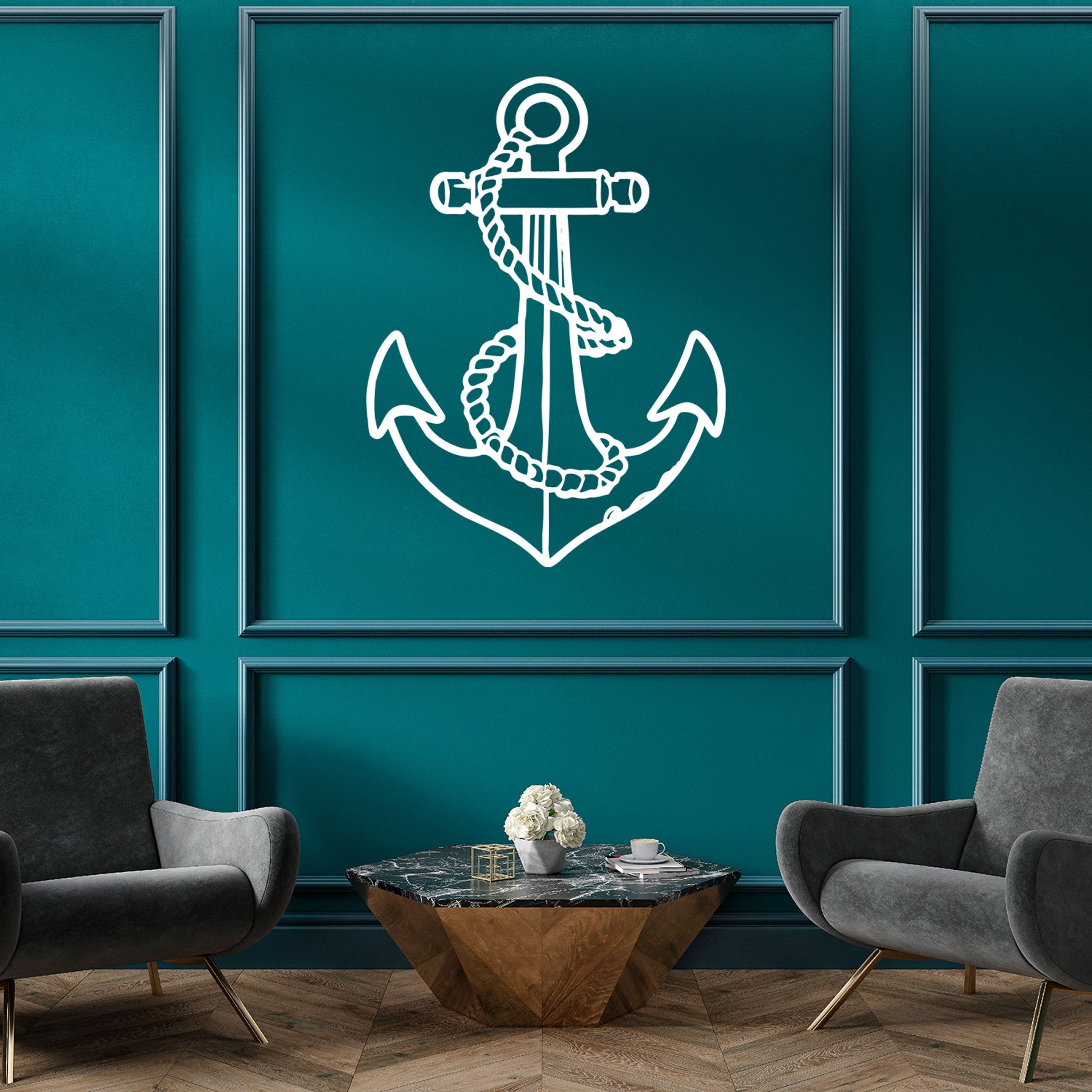 Anchor Metal Wall Art, Ocean Metal Wall Decor, Nautical Lovers Unique Wall, Sea Lovers Birthday Gift, Marine Wall Art, Gift for Her