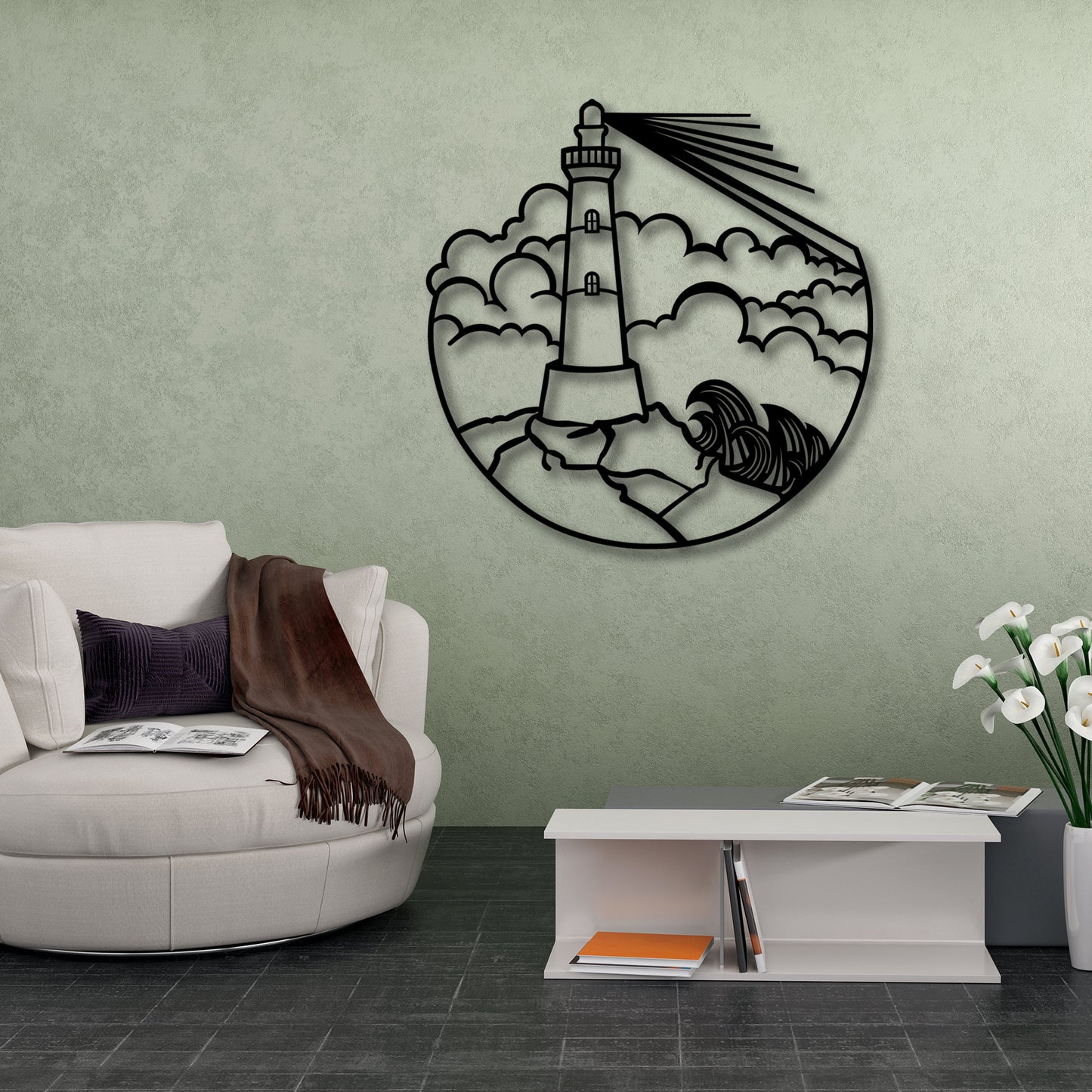 Lighthouse Metal Wall Art, Sea Life Lovers Metal Wall Decor, Unique Birthday Gift,  Nautical Metal Wall Art, Gift for Her, Anniversary Gift