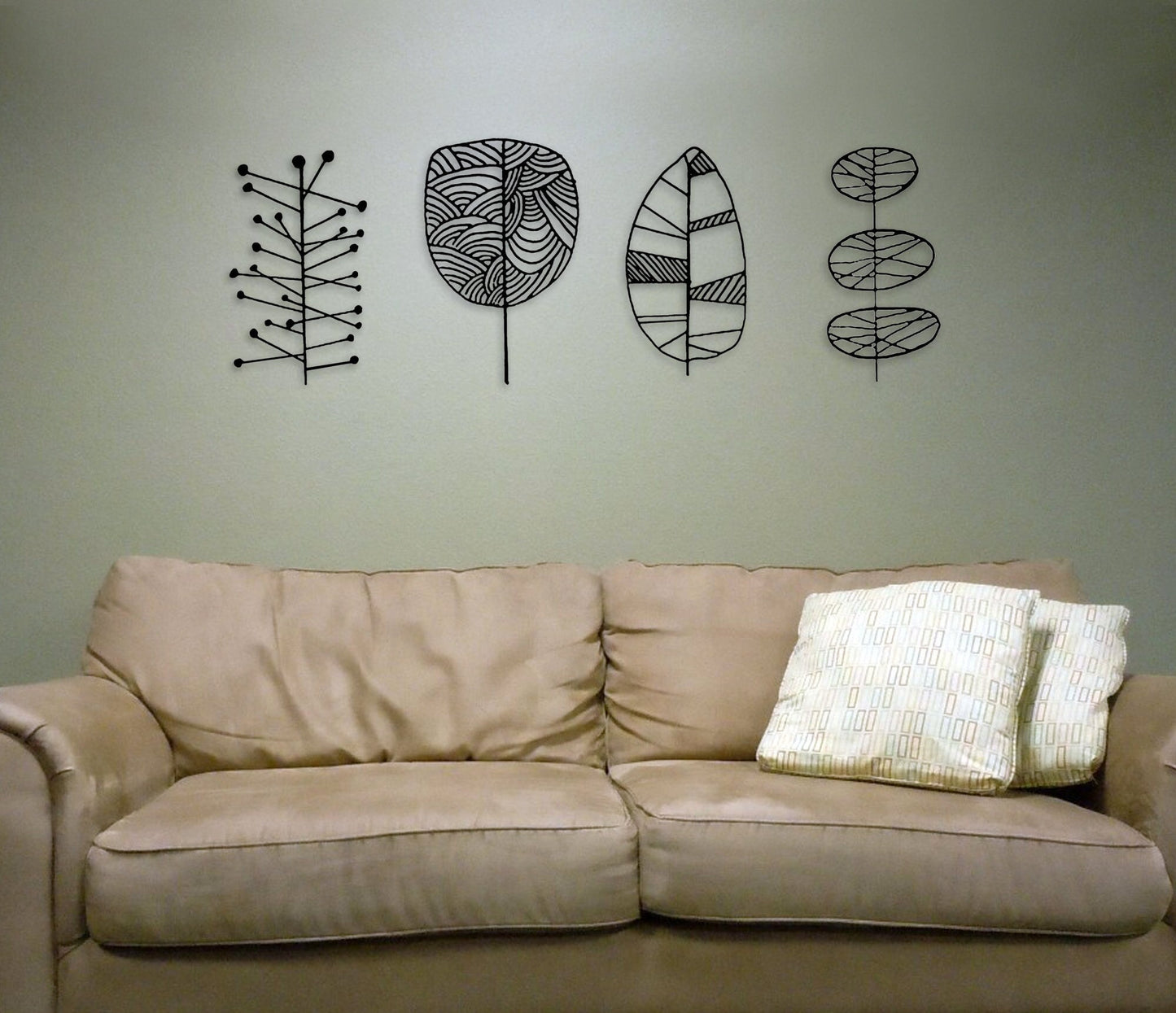 Leaf Metal Line Wall Art, Unique Metal Line Art, Tree Leaves Metal Wall Art, 4 Set of Wall Art, Birth Day Gifts, 2024 Decor Trends