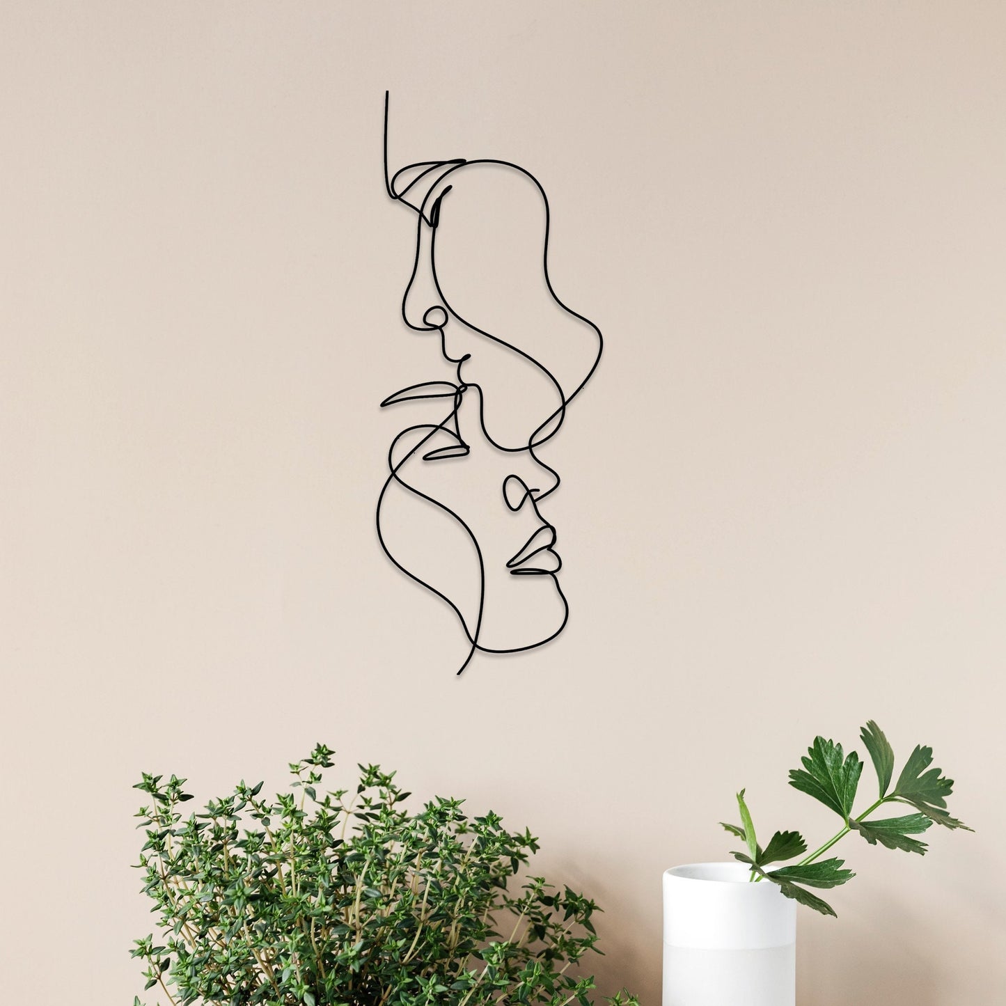Couple in Love Metal Wall Art, Two Faces Metal Line Art, Gift for Darling, Bedroom Metal Wall Art, Headboard Metal Wall Art, Housewarming