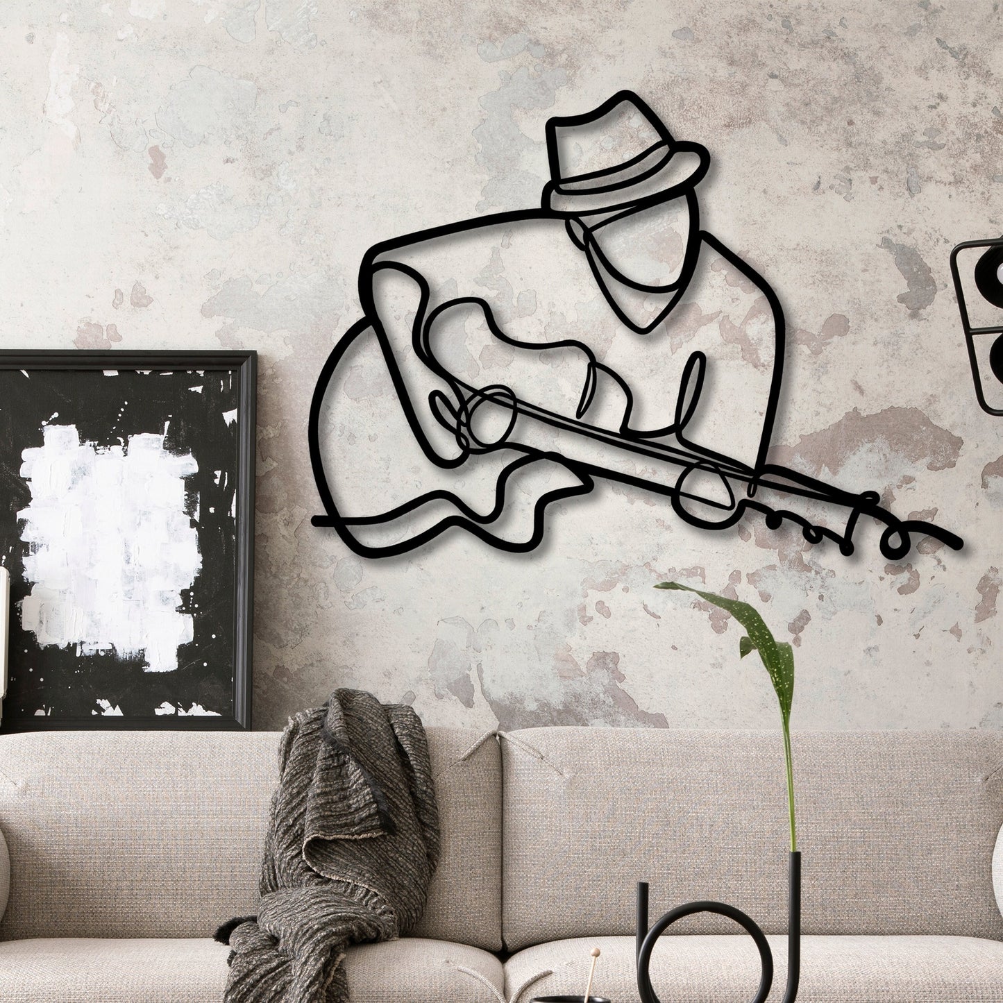 Guitar Metal Line Wall Art, Line Art Metal Guitarist, Musicians Lovers Gift, Rock n Roll Metal Art, Music Room Decor, Valentine's Day Gift