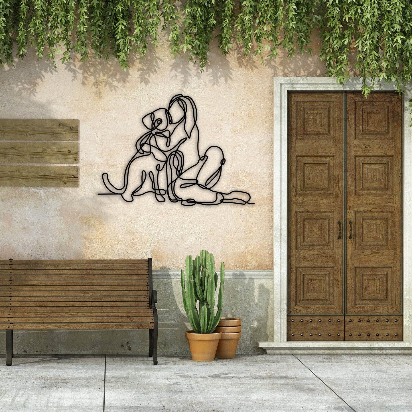 Woman Holding Dog Metal Line Wall Art, Dog Lovers Wire Metal Wall Decor, Dog Lovers Birthday Gift, National Pet Day, Valentine's Day Gift
