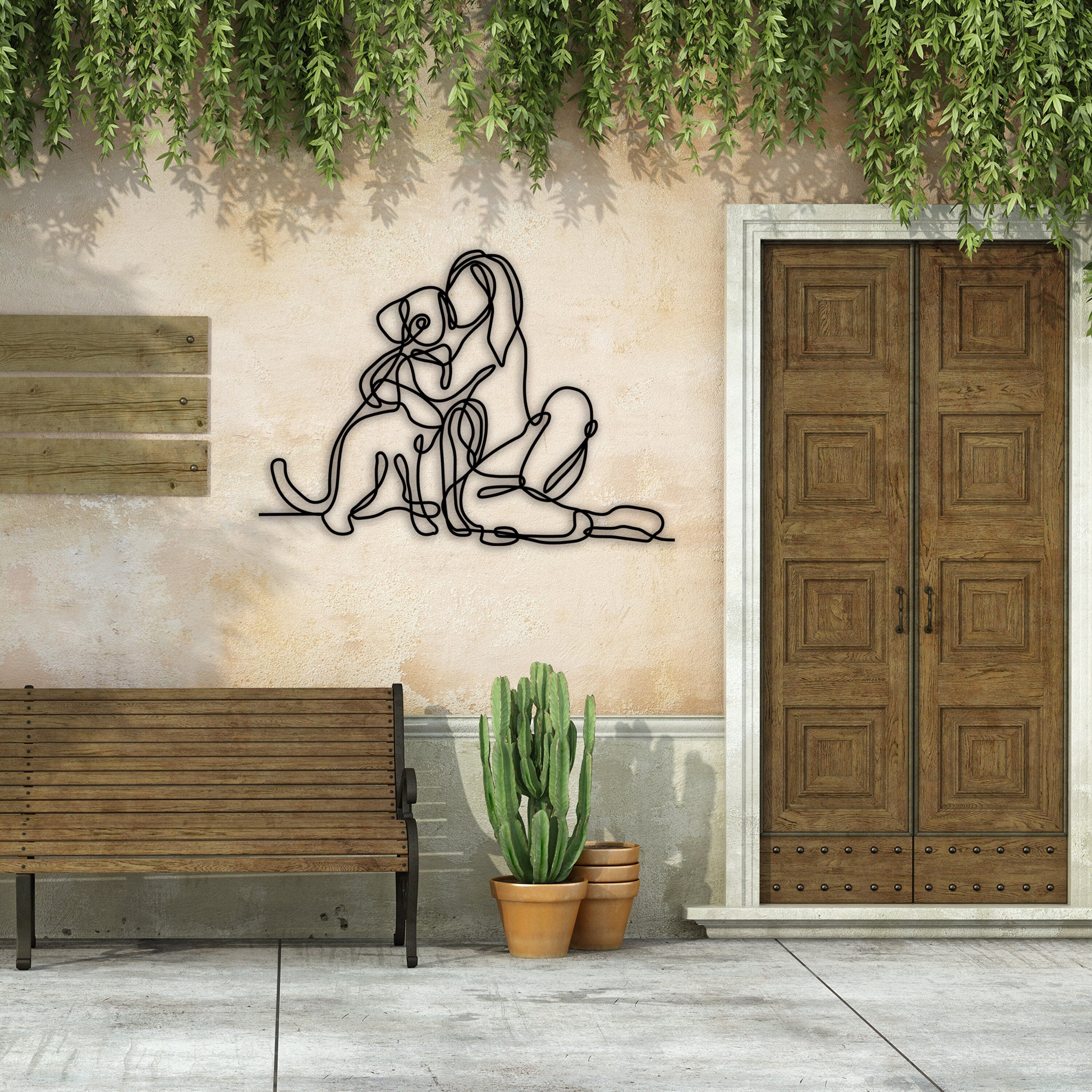 Woman Holding Dog Metal Line Wall Art, Dog Lovers Wire Metal Wall Decor, Dog Lovers Birthday Gift, National Pet Day, Valentine's Day Gift