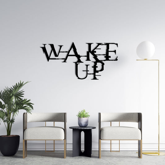 Wake Up Metal Wall Art, Bedroom Metal Wall Decor, Valentines Day Gift, Office Entry Metal Wall Art, Unique Birthday Gift, Gift for Her