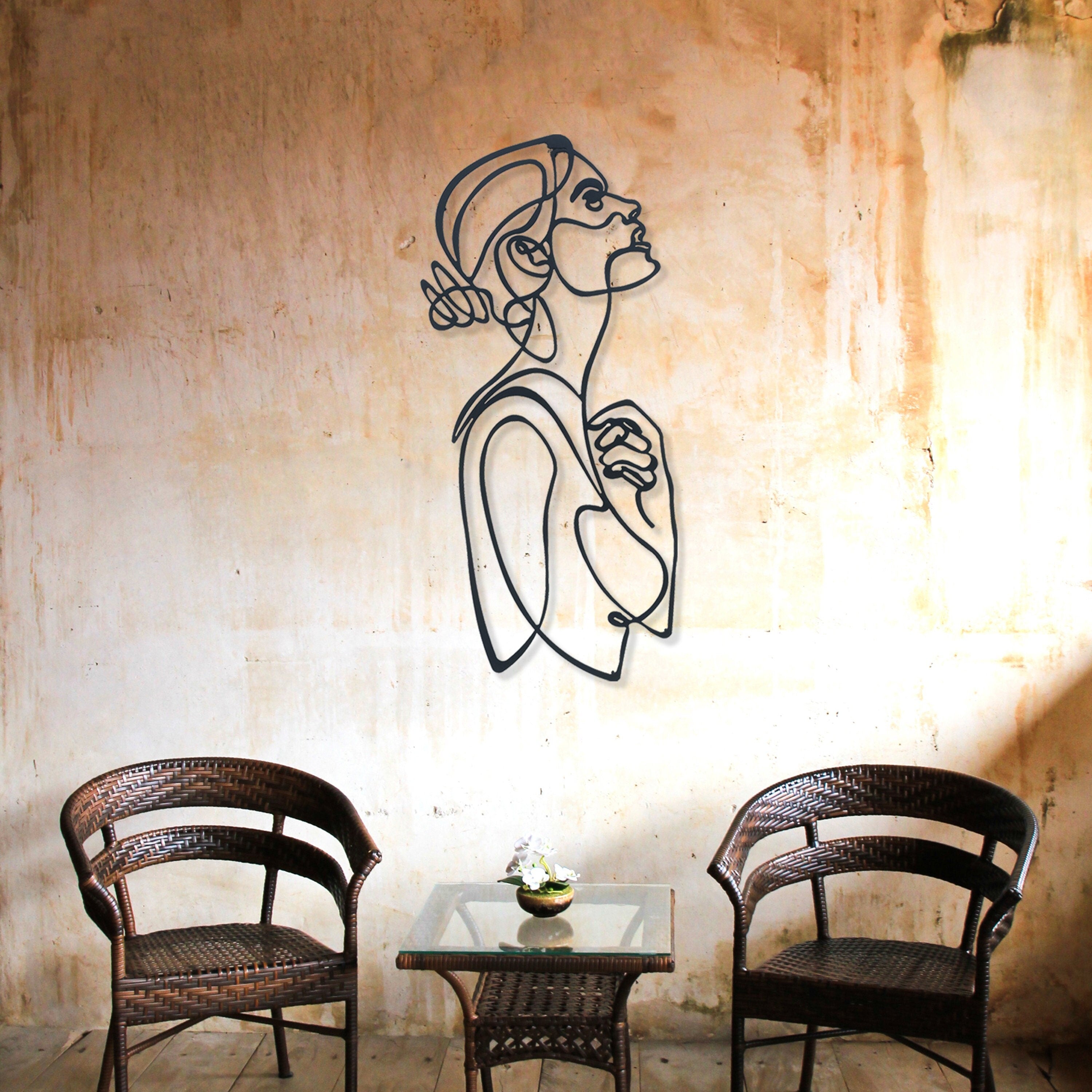 Woman Metal Line Art, Beauty Center Wall Art, Bathroom Metal Line Art, Unique Birthday Gift, Wire Woman Decor, Gift for Her, iconic Wall Art
