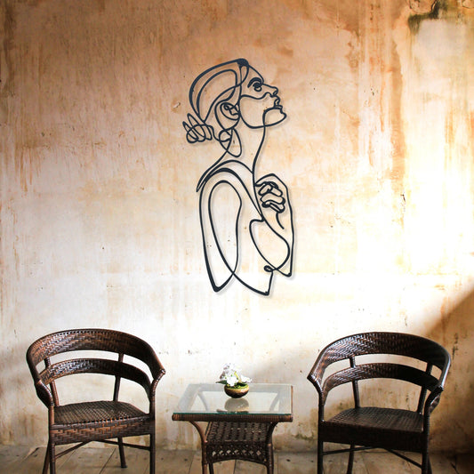 Woman Metal Line Art, Beauty Center Wall Art, Bathroom Metal Line Art, Unique Birthday Gift, Wire Woman Decor, Gift for Her, iconic Wall Art