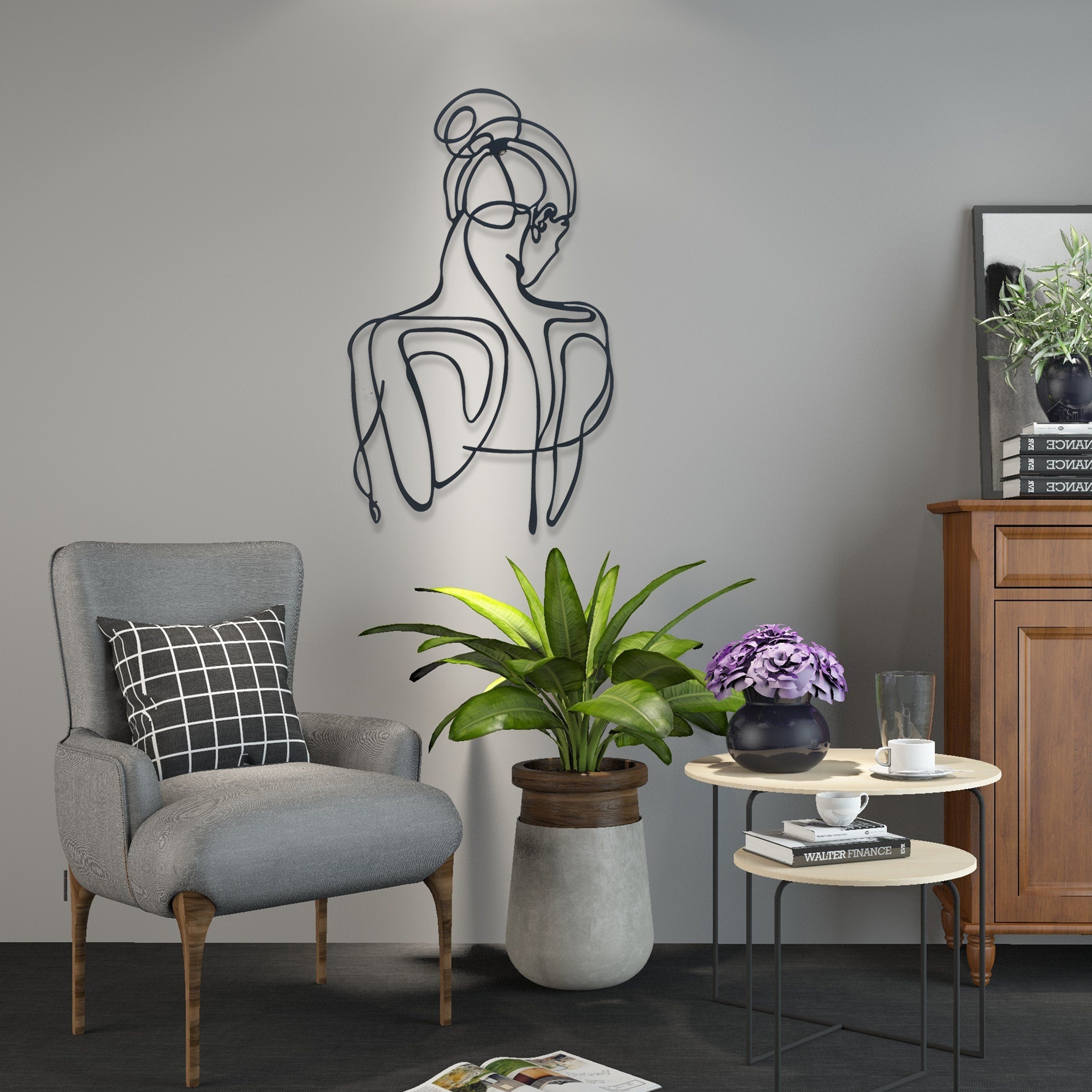 Love Woman Metal Wall Art, Beauty Center Wall Art, Headboard Metal Line Art, Unique Birthday Gift, Gift for him, Bathroom Metal Wall Art