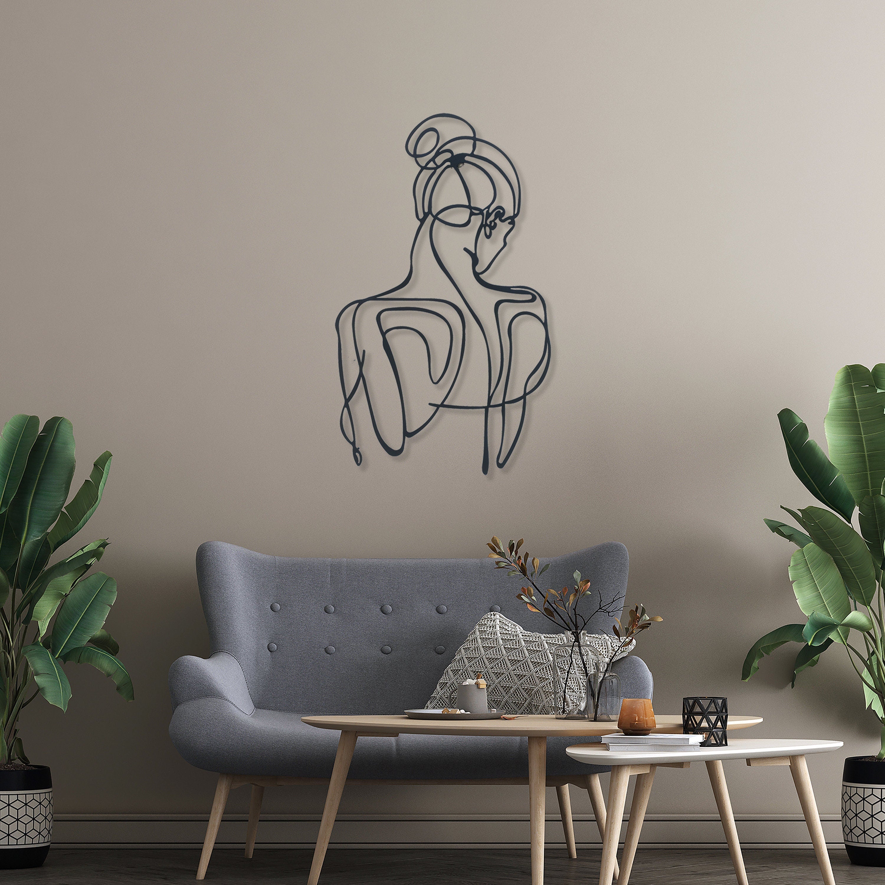 Love Woman Metal Wall Art, Beauty Center Wall Art, Headboard Metal Line Art, Unique Birthday Gift, Gift for him, Bathroom Metal Wall Art