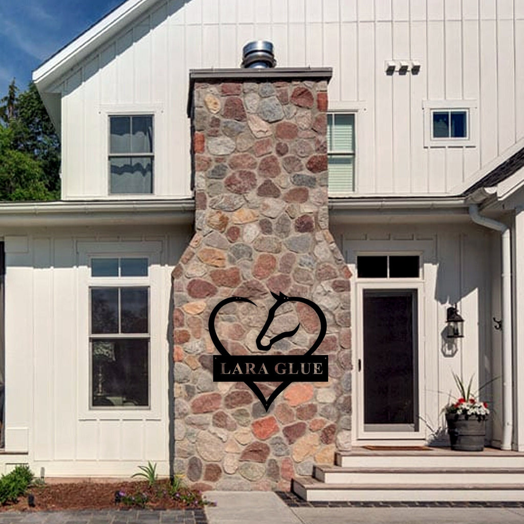 Personalized Metal Barn Name Sign, Heart and Horse Name Sign, Custom Metal Ranch Name Sign, Unique Horse Lovers Gift, Christmas Gift