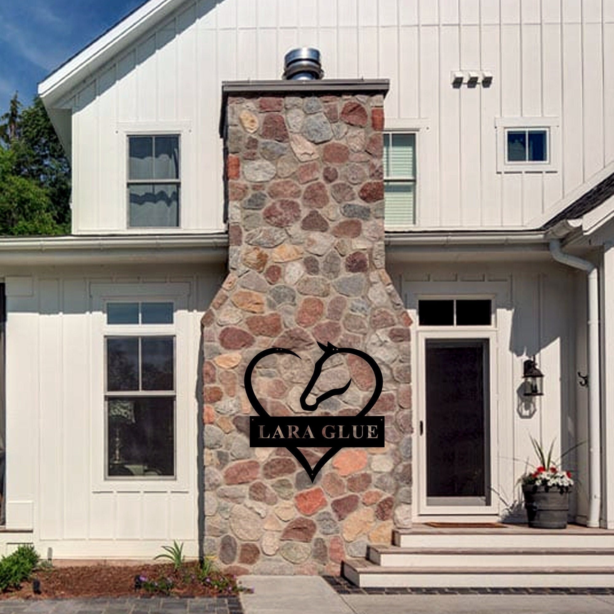 Personalized Metal Barn Name Sign, Heart and Horse Name Sign, Custom Metal Ranch Name Sign, Unique Horse Lovers Gift, Christmas Gift