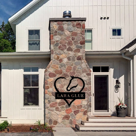 Personalized Metal Barn Name Sign, Heart and Horse Name Sign, Custom Metal Ranch Name Sign, Unique Horse Lovers Gift, Christmas Gift
