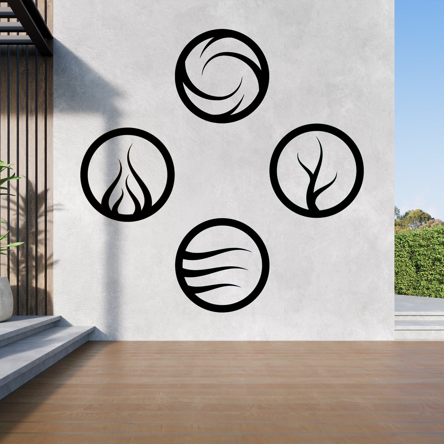 Four Elements Metal Wall Art, Water Fire Earth Air, Yoga Room Wall Art, Unique Birthday Gift, Porch Metal Wall Art, Valentine's Day Gift
