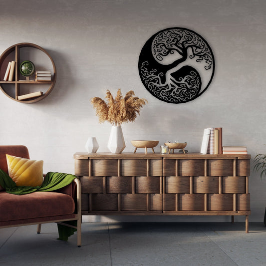 Tree Of Life Metal Wall Art, Ying Yang Tree Of Life Metal Decor, Yoga Lovers Birthday Gift, Livingroom Wall Art, Christmas Gift for Mom