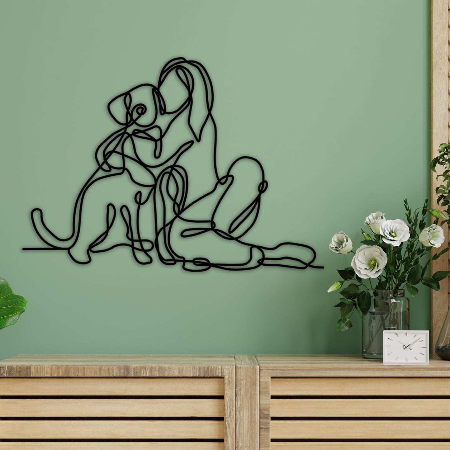 Woman Holding Dog Metal Line Wall Art, Dog Lovers Wire Metal Wall Decor, Dog Lovers Birthday Gift, National Pet Day, Valentine's Day Gift
