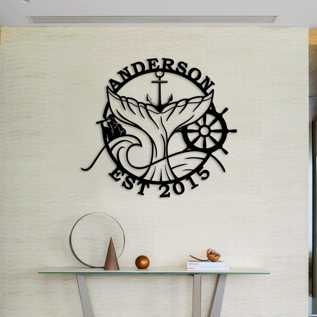 Custom Metal Word, Personalized Metal Beach House Sign, Custom Sea Loves Metal Family Name Sign, Housewarming Gift, Room Entrance Name Decor