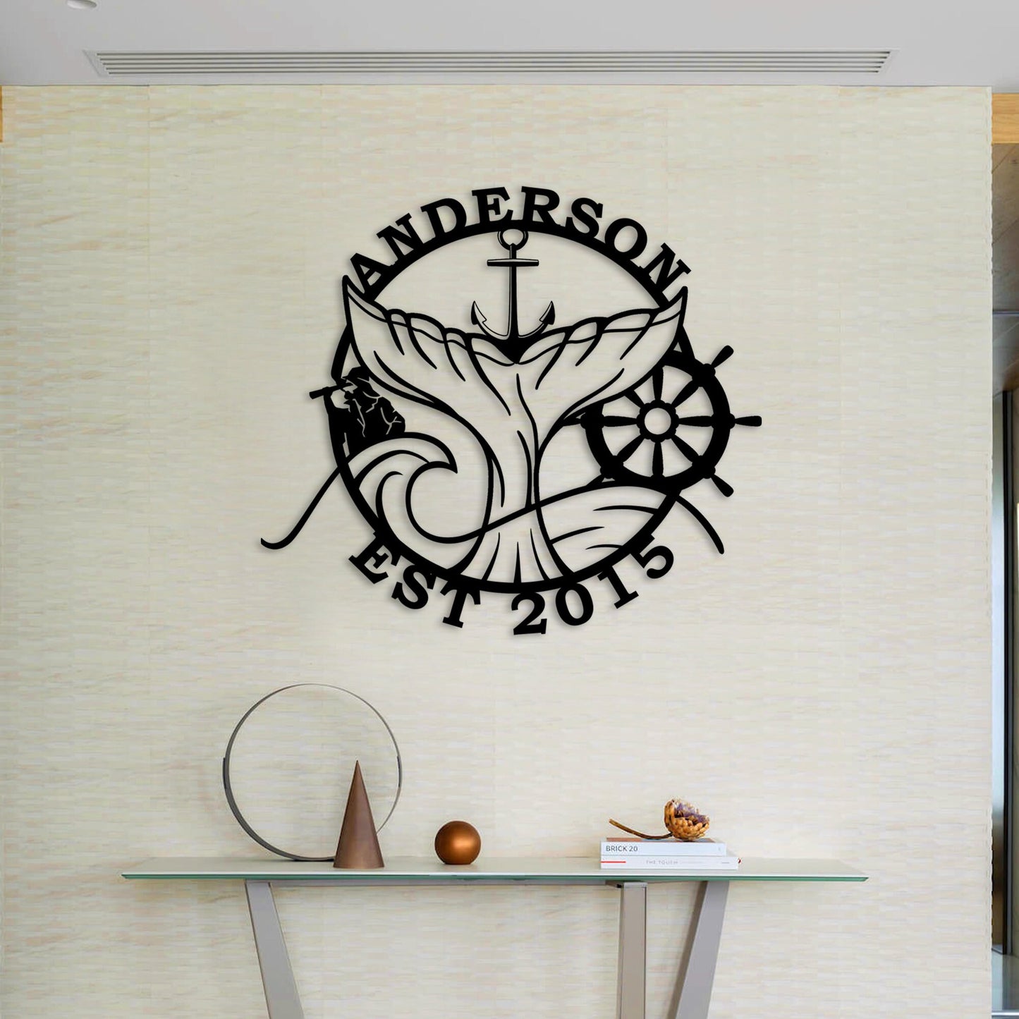 Custom Metal Word, Personalized Metal Beach House Sign, Custom Sea Loves Metal Family Name Sign, Housewarming Gift, Room Entrance Name Decor