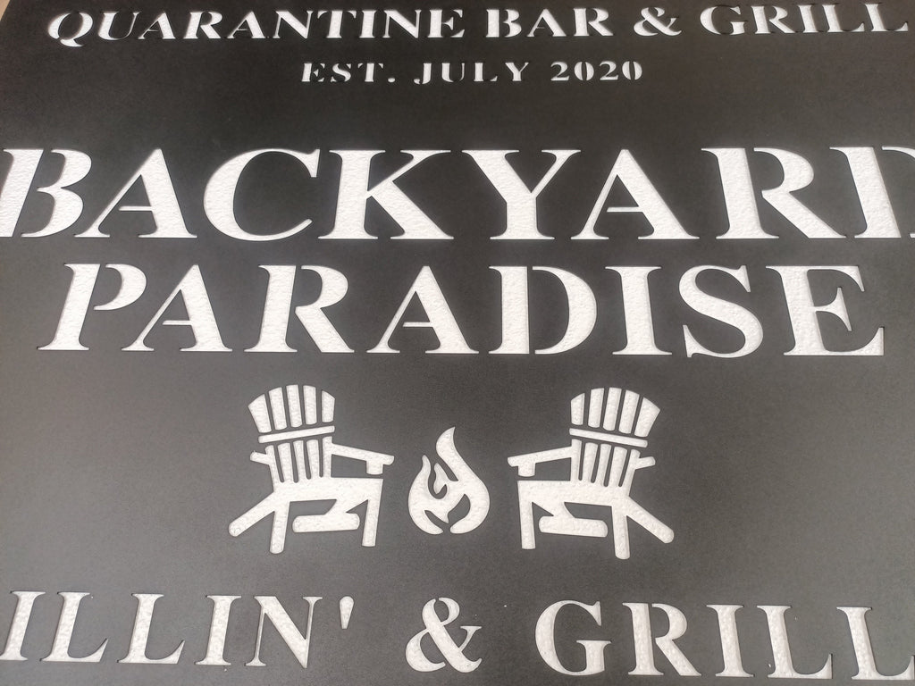 Backyard Paradise CustomMetal Wall Sign, Personalized Backyard Sign, Custom Barbeque Metal Sign, Unique BBQ Metal Name Sign, Christmas Gift