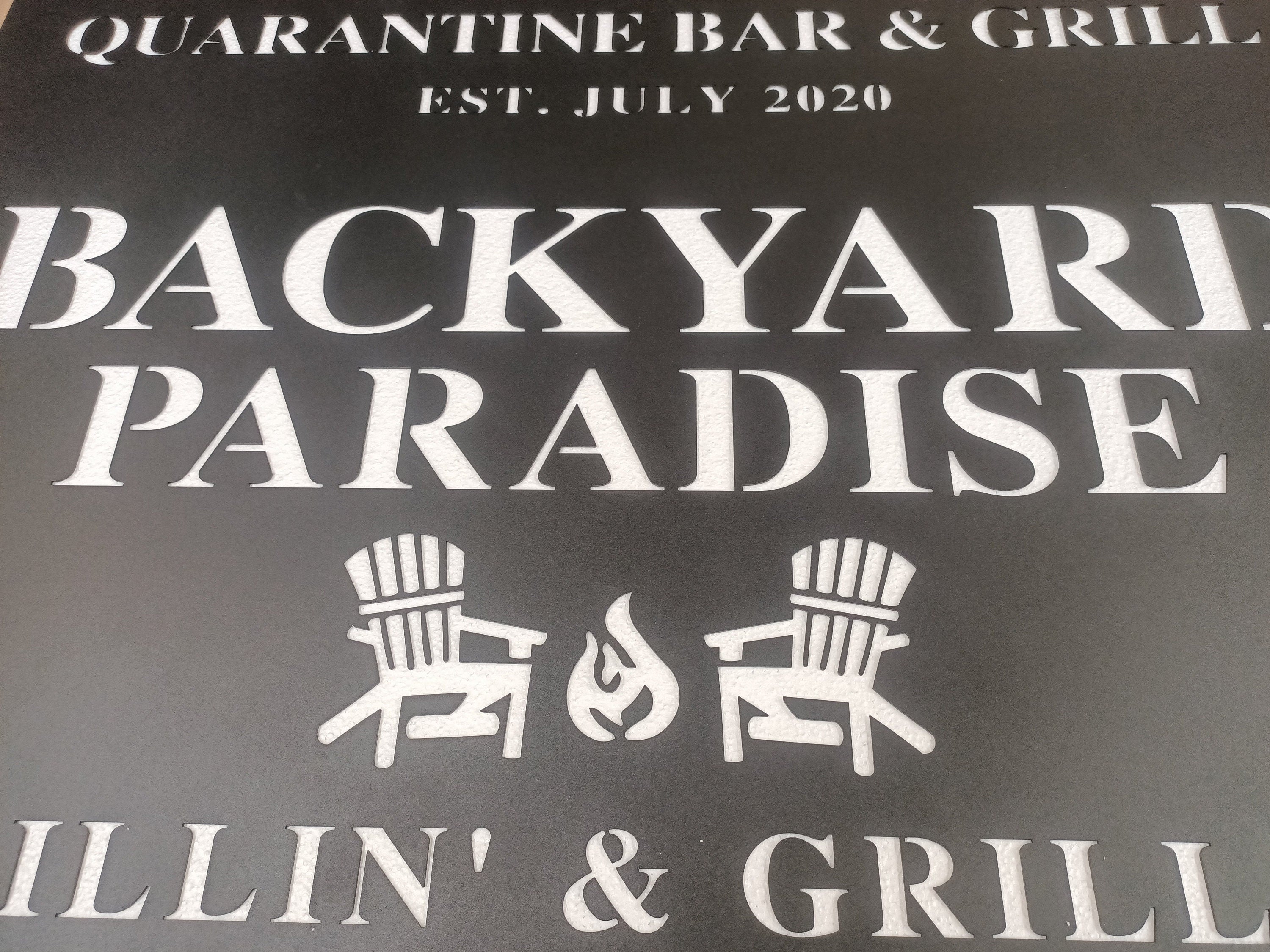 Backyard Paradise CustomMetal Wall Sign, Personalized Backyard Sign, Custom Barbeque Metal Sign, Unique BBQ Metal Name Sign, Christmas Gift