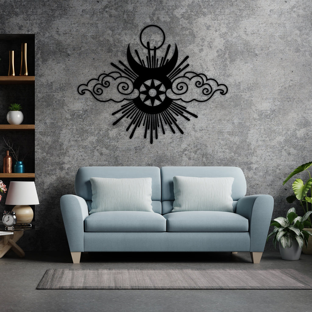 Sun Cloud Metal Wall Art, House Entry Metal Wall Art, Porch Metal Wall Art, Headboard Wall Art, Unique Birthday Gift, Christmas Gift