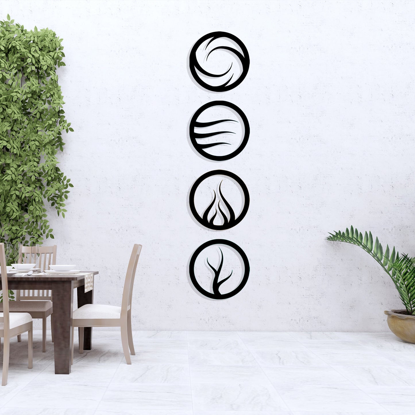 Four Elements Metal Wall Art, Water Fire Earth Air, Yoga Room Wall Art, Unique Birthday Gift, Porch Metal Wall Art, Valentine's Day Gift