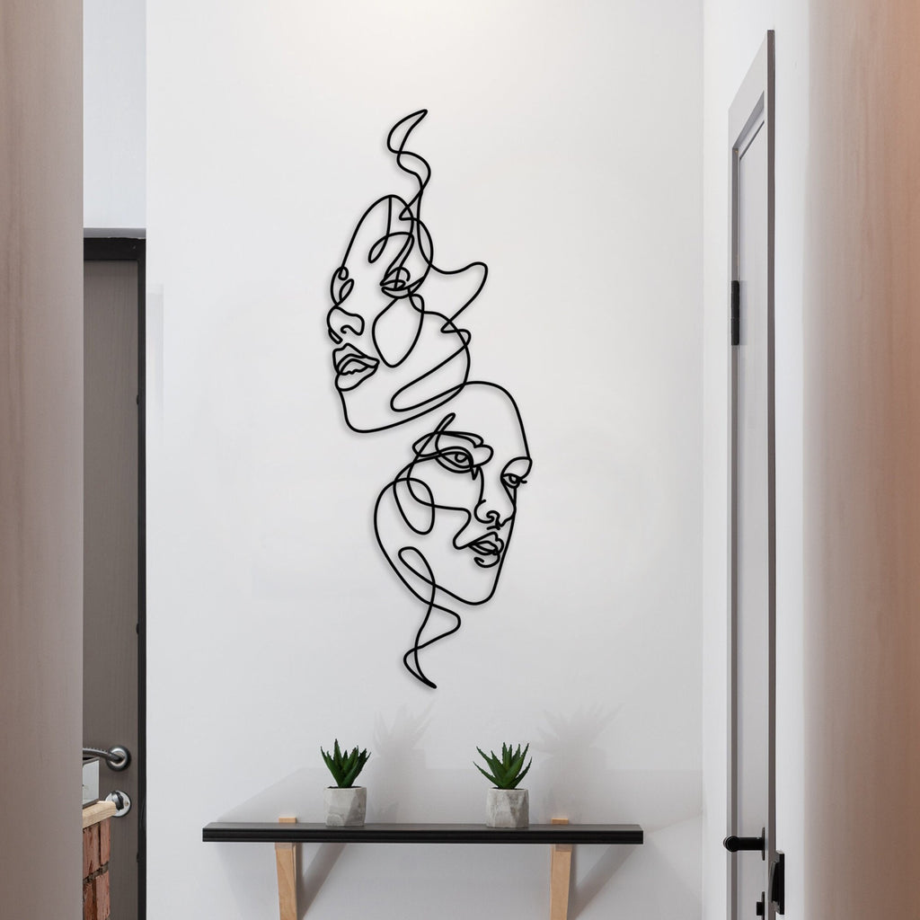 Woman Faces Metal Line Wall Art, Abstract Face Wire Wall Art, Bathroom Metal Wall Art, Unique Birthday Gift, Bestseller Gift, Christmas Gift
