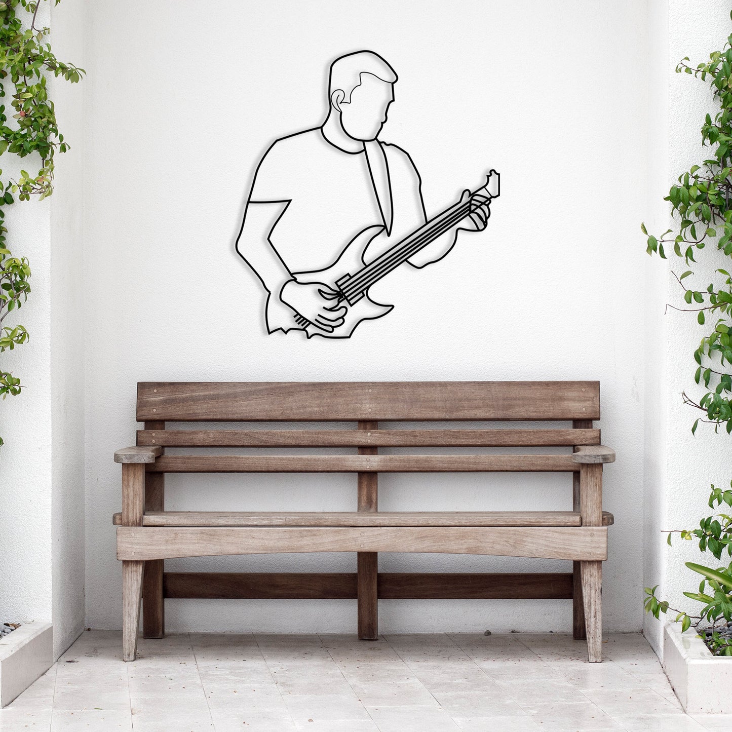 Guitar Metal Line Wall Art, Line Art Metal Guitarist, Unique Musicians Lovers Gift, Rock n Roll Metal Wall Art, Gift For son, Bedroom Decor