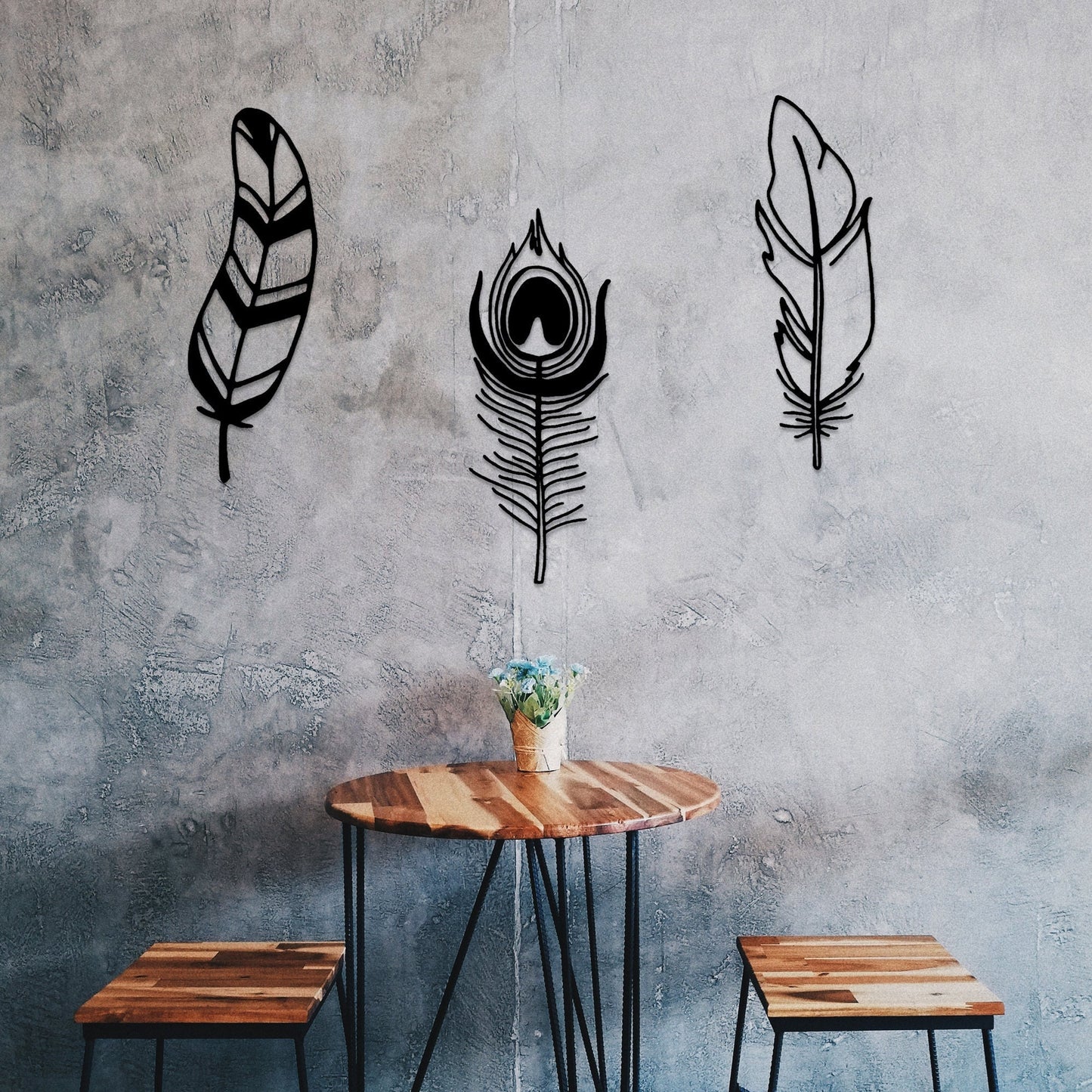 Feather Metal Wall Art, Bohemian Metal Wall Art, Unique Metal Wall Home Deco, Living Room Metal Wall Art, Gift for Her, Valentine's Day Gift