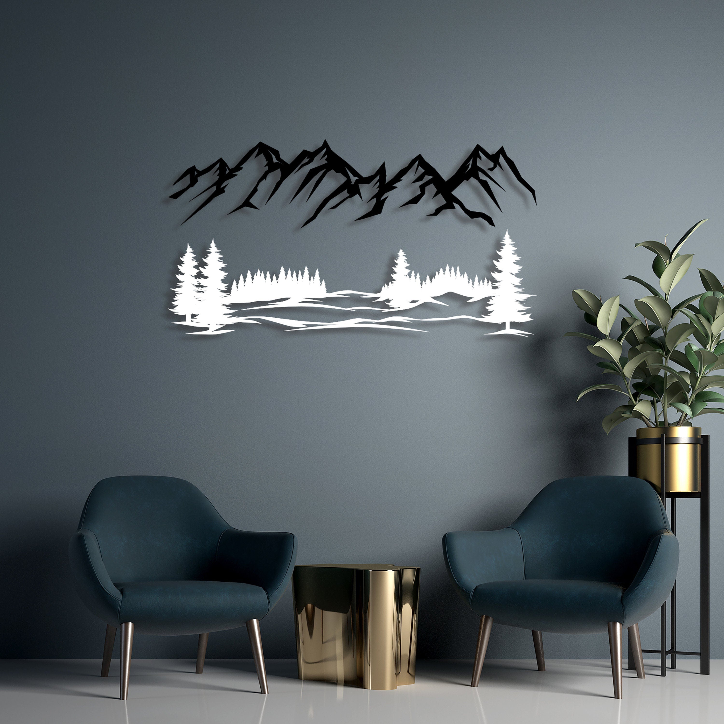 Mountain Forest Metal Wall Art, Mountain Range View Metal Decor, Nature Metal Decorations , Gifts On Sale, Housewarming Gift, Gift for Her