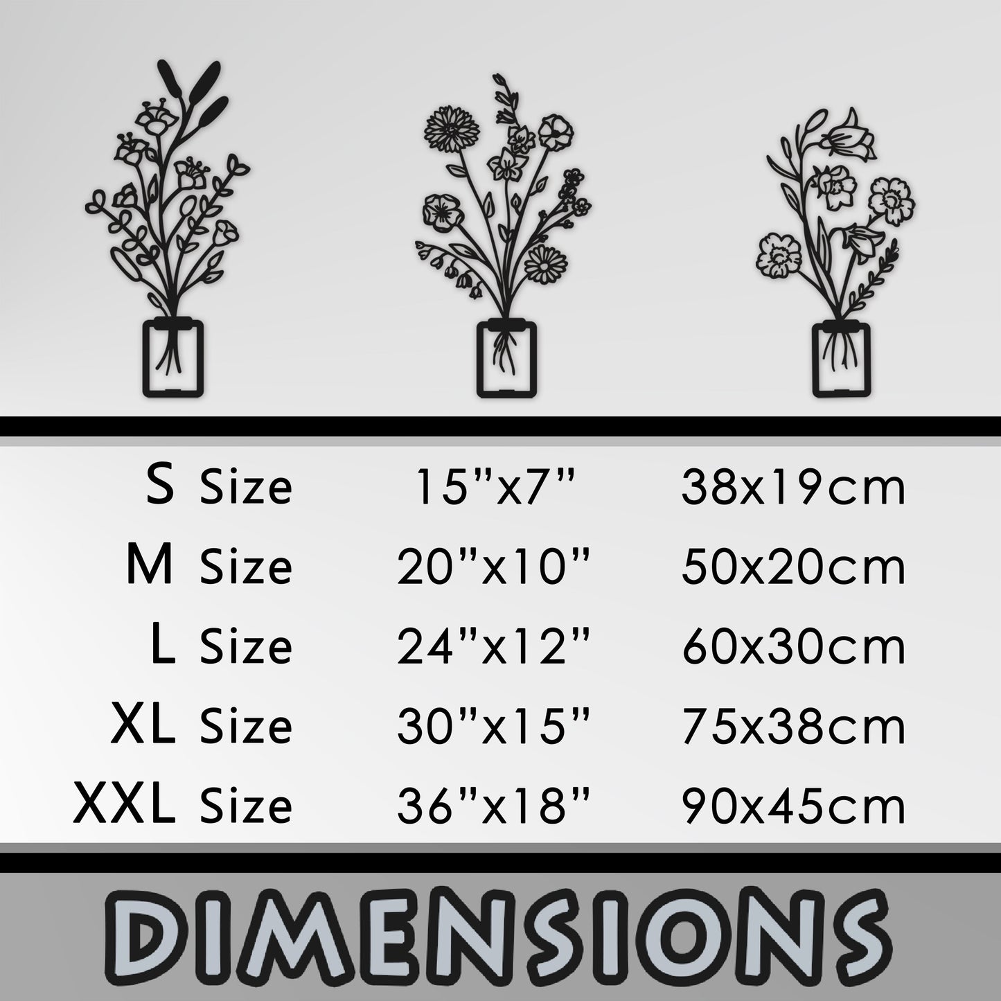 Flower in Pot Metal Wall Art, ivy Metal Decor, 3pcs Flower Metal Wall Art, Kitchen Metal Line Art, Unique Birthday Gift, Gift for Her