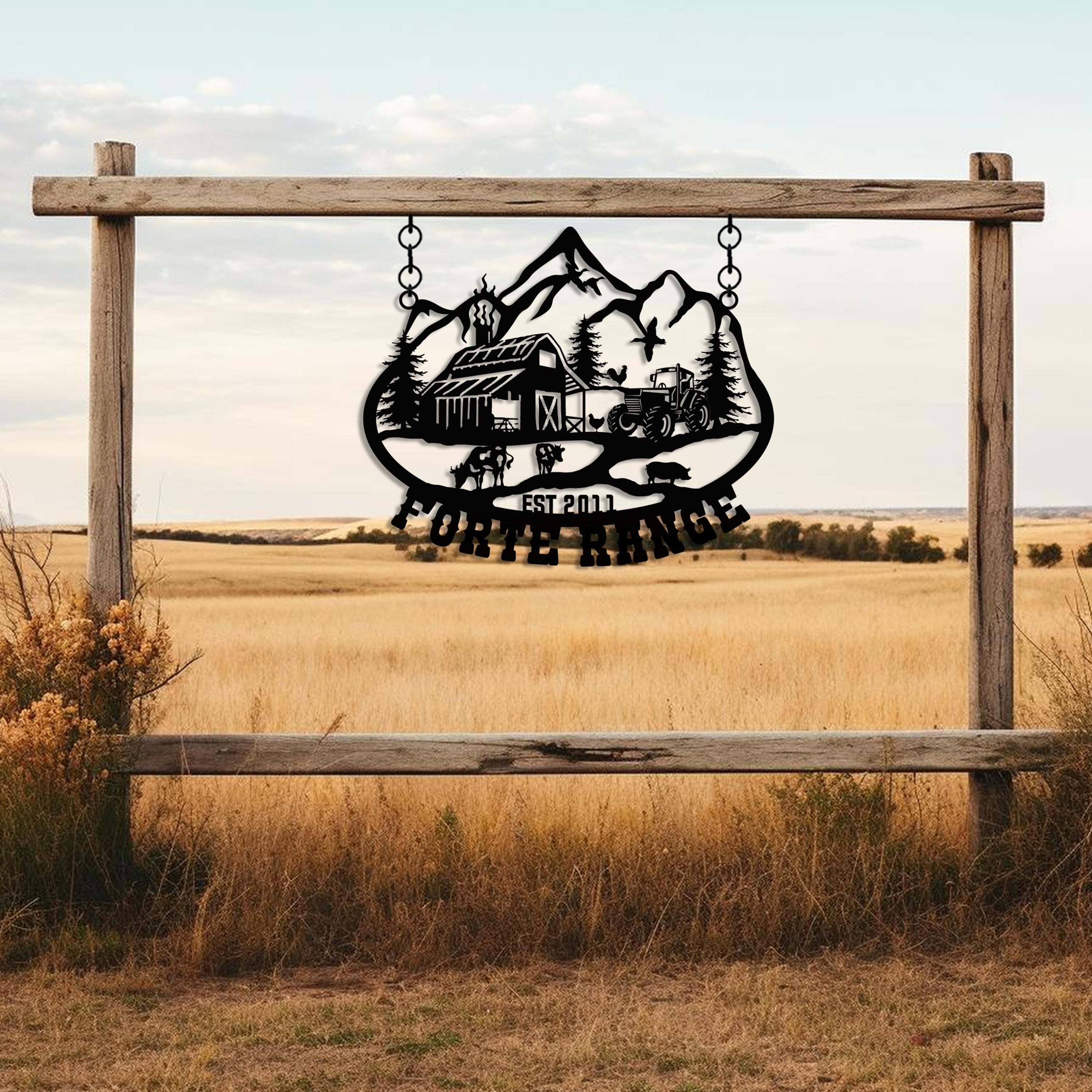 Personalized Ranch Metal Family Name Sign, Father Birthday Gift, Custom Metal Farm Sign, Custom Outdoor Metal Sign, Valentines Day Gift