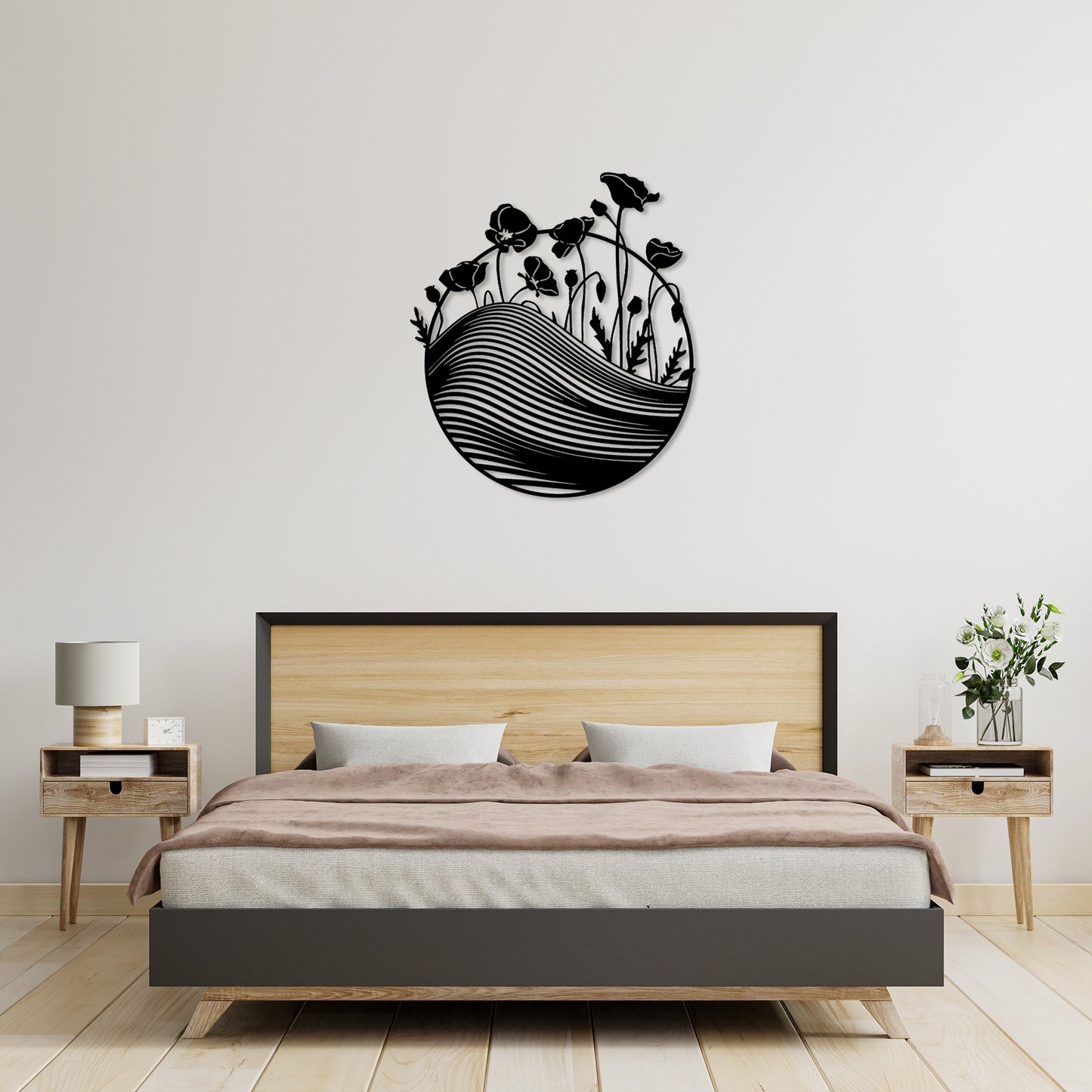 Flovers Metal Line Wall Art, Unique Birthday Gift, Spiral Metal Wall Decor, Headboard Metal Wall Decor, Housewarming, Valentines Day Gift