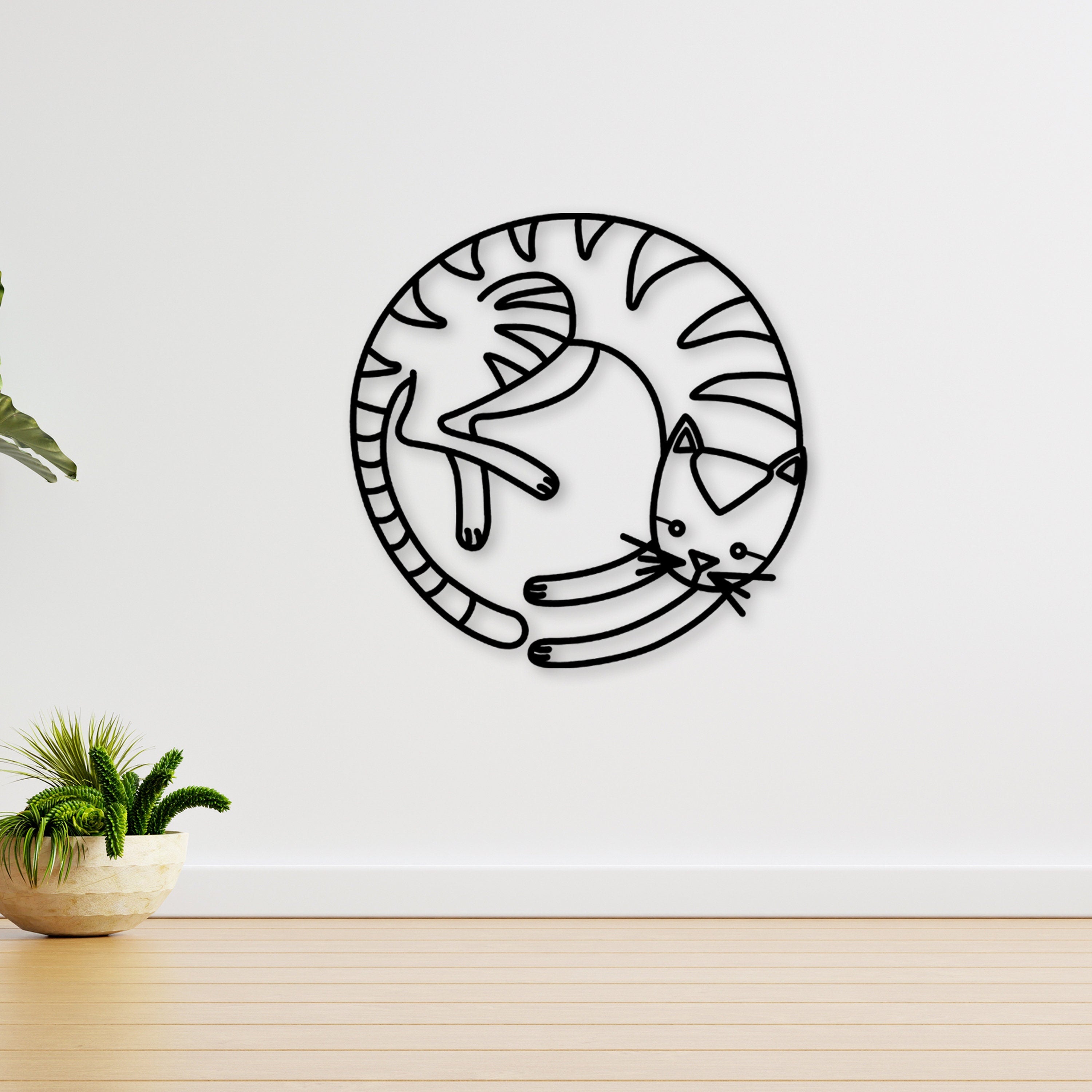Cat Metal Line Wall Art, Cat Metal Wall Decor, Cat Lovers Wire Wall Decor, Cat Lovers Gift, Unique Birthday Gift, Gift for Her, iconic Decor