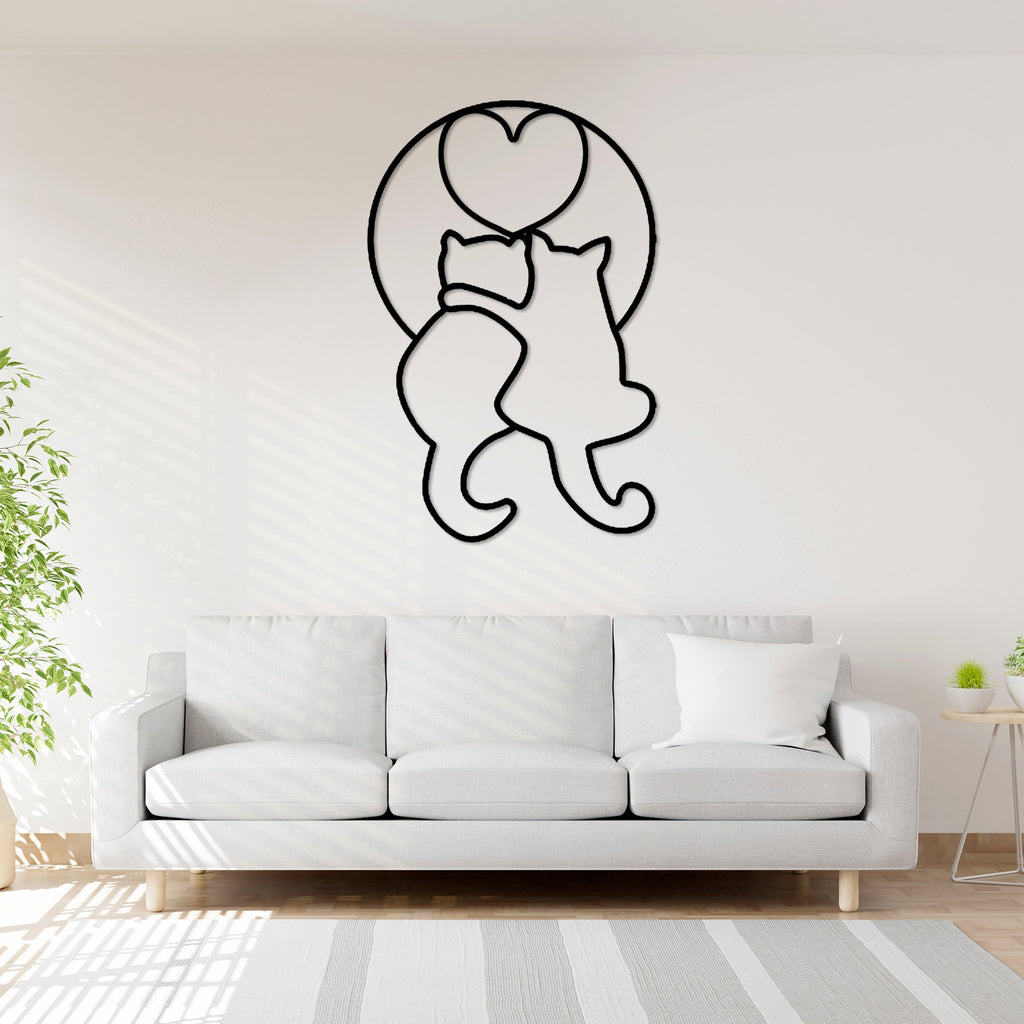 Cat Metal Line Wall Art, Cat Metal Wall Decor, Cat Lovers Wire Wall Art, Cat Lovers Unique Gift, Valentine's Day Gift, National Pet Day Gift