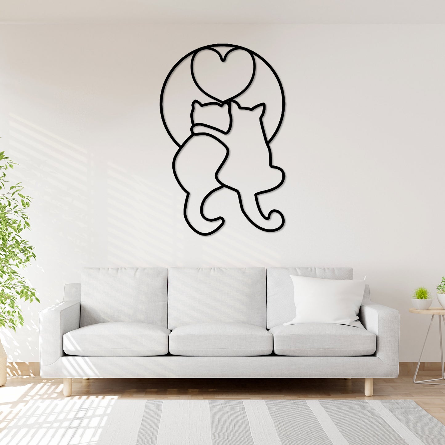 Cat Metal Line Wall Art, Cat Metal Wall Decor, Cat Lovers Wire Wall Art, Cat Lovers Unique Gift, Valentine's Day Gift, National Pet Day Gift