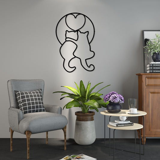 Cat Metal Line Wall Art, Cat Metal Wall Decor, Cat Lovers Wire Wall Art, Cat Lovers Unique Gift, Valentine's Day Gift, National Pet Day Gift