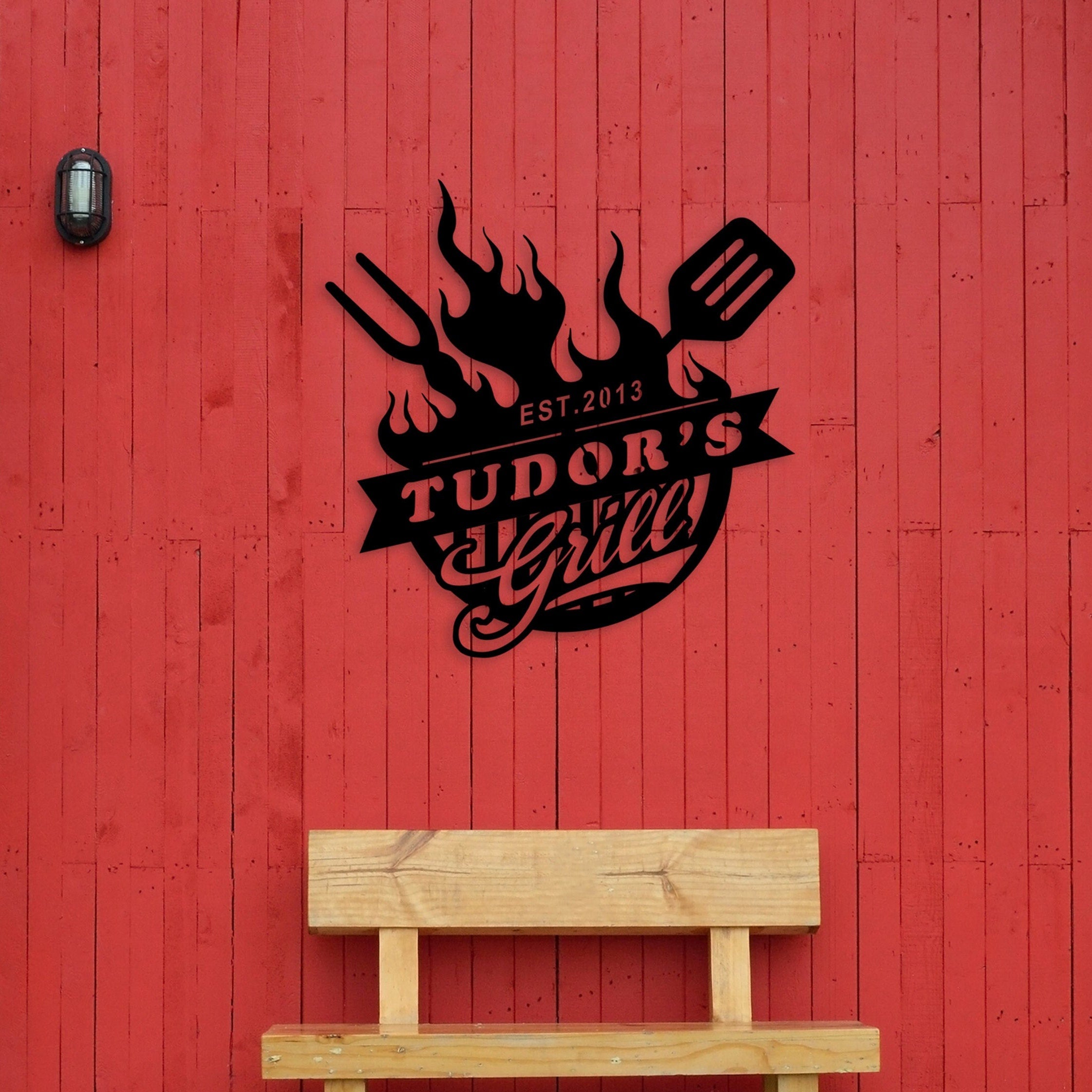 Custom Metal Grill Sign, Personalized Metal Grill&Bar Sign, Porch Metal Wall Art, Christmas Gift for BBA Lover, Easy to Hang, Housewarming
