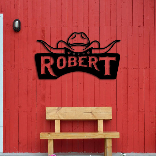 Cowboy Bulls Custom Metal Sign, Personalized Horse Ranch Metal Sign, Christmas Gift, Porch Metal Wall Art, CustomMetal Sign, Easy to Hang