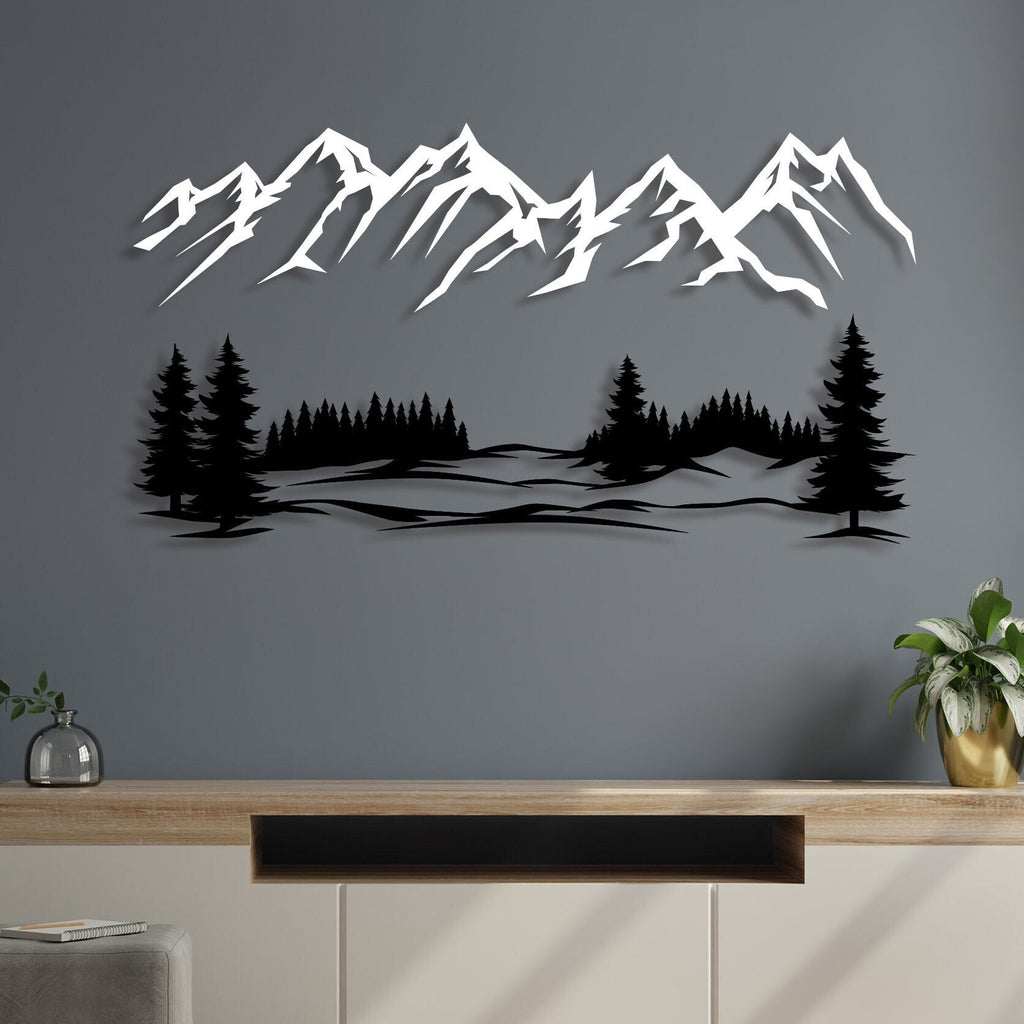 Mountain Forest Metal Wall Art, Mountain Range View Metal Decor, Nature Metal Decorations , Gifts On Sale, Housewarming Gift, Gift for Her