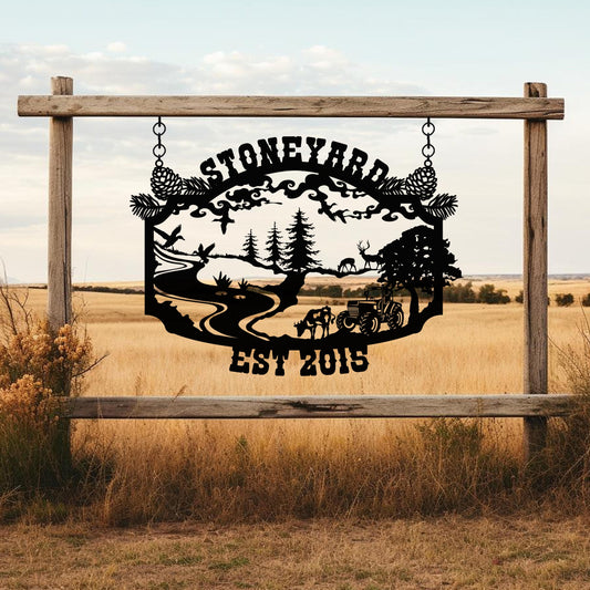 Personalized Farmhouse Metal Entrance Sign, Custom Metal Ranch Name Sign, Unique Anniversary Gift, Handmade, Gift For Family, Christmas Gift