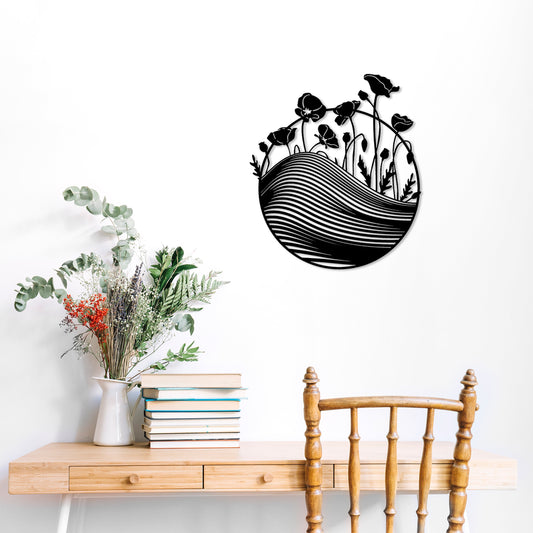 Flovers Metal Line Wall Art, Unique Birthday Gift, Spiral Metal Wall Decor, Headboard Metal Wall Decor, Housewarming, Valentines Day Gift