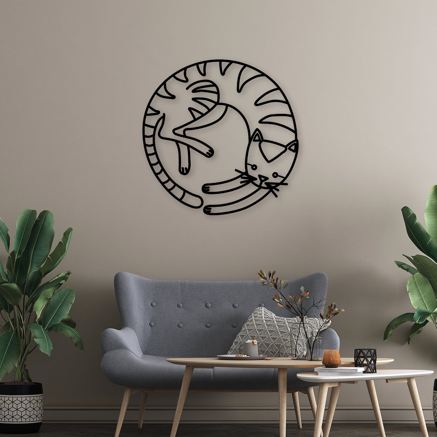 Cat Metal Line Wall Art, Cat Metal Wall Decor, Cat Lovers Wire Wall Decor, Cat Lovers Gift, Unique Birthday Gift, Gift for Her, iconic Decor