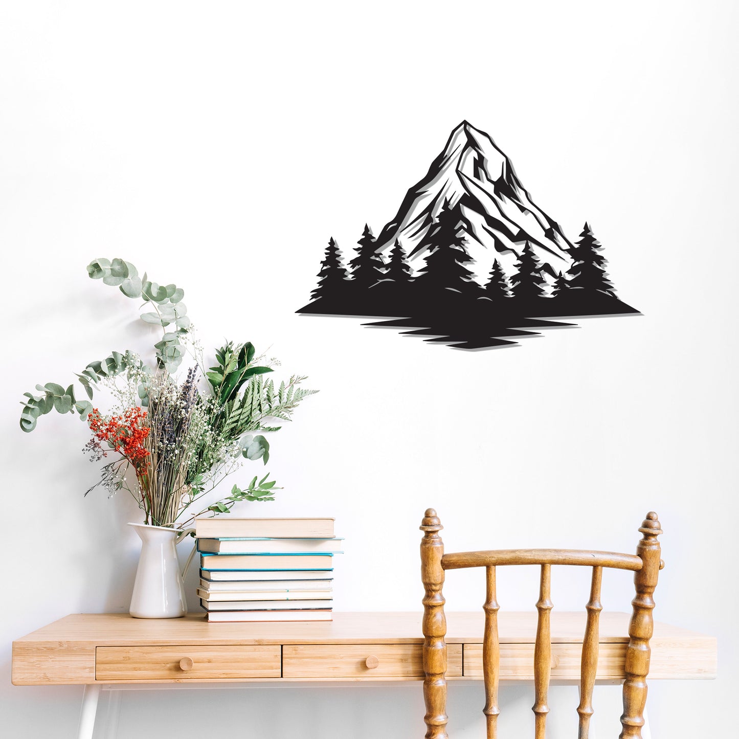 Forest Mountain Metal Wall Art, Pine Metal Wall Art, Unique Headboard Metal Wall Decor, Porch Metal Wall Art, Gift for Her, iconic Wall Art