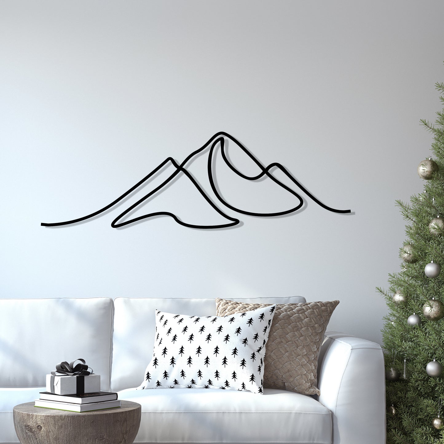 Mountain Metal Line Wall Art, Porch Metal Wall Deco, Metal Wire Wall Art, Unique Birthday Gift, Porch Wall Art, to Hang, Gift for him