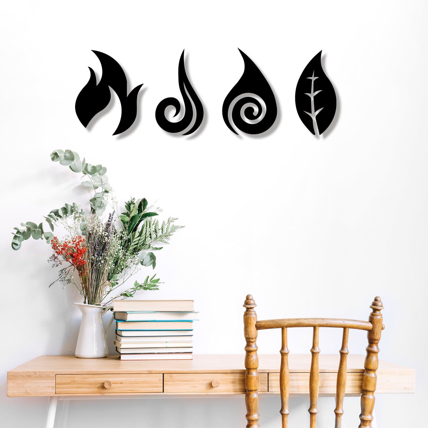 Metal Four Elements Wall Art, Yoga Room Wall Decor, Headboard Wall Art, 4 Elements Wall Art, Unique Birthday Gift, Gift for him