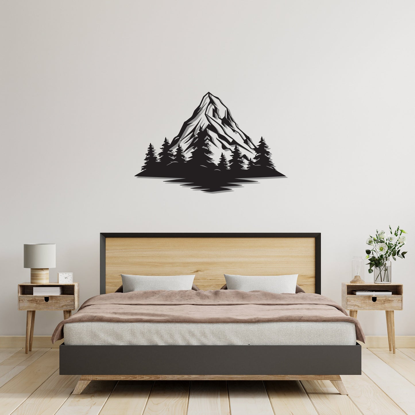 Forest Mountain Metal Wall Art, Pine Metal Wall Art, Unique Headboard Metal Wall Decor, Porch Metal Wall Art, Gift for Her, iconic Wall Art
