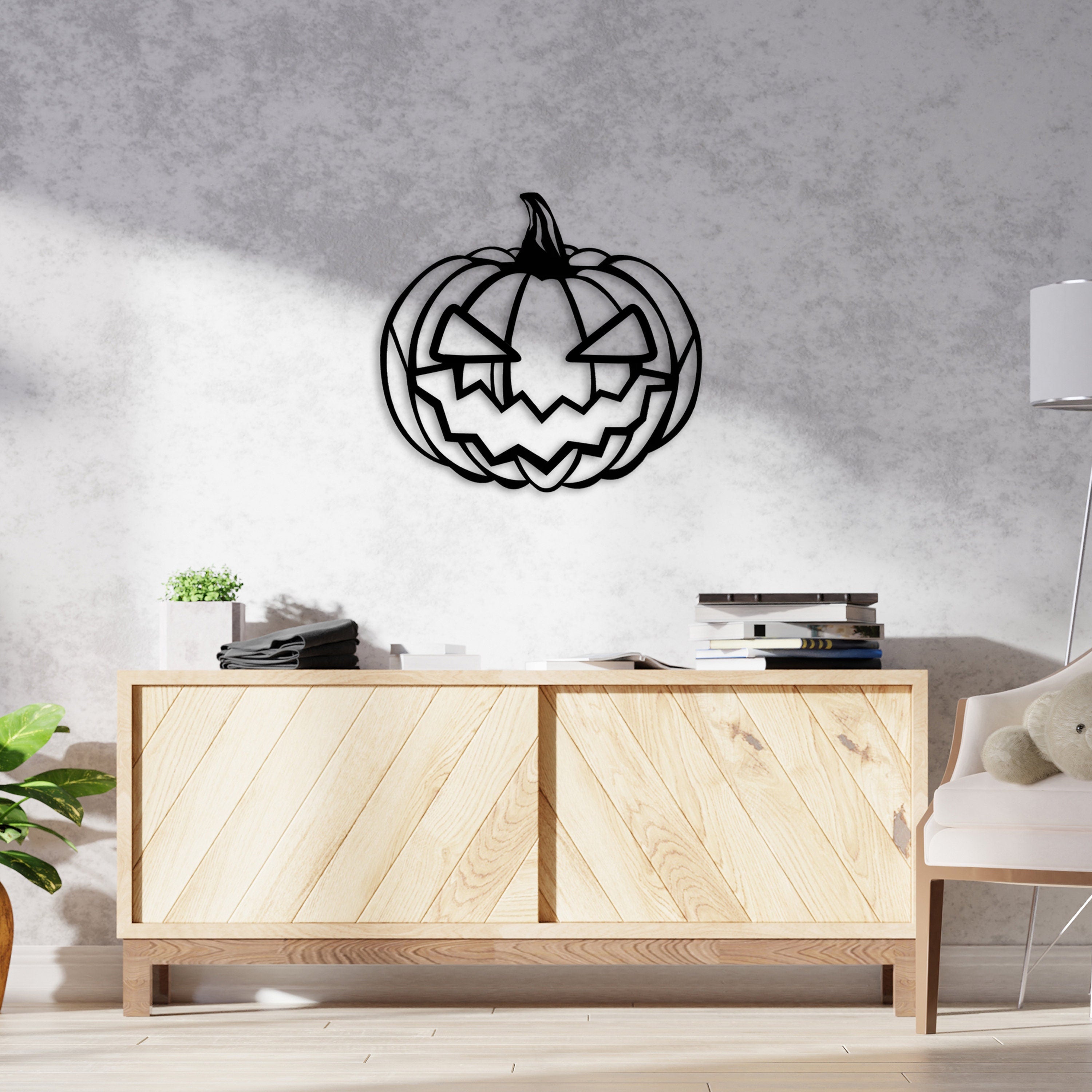 Creepy Pumpkin Metal Wall Art, Happy Halloween Metal Wall Decor,  Unique Halloween Metal Gift, Easy to Hang, Porch Metal Wall Art